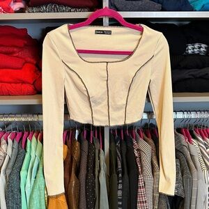 SHEIN cream long sleeve crop top size XS